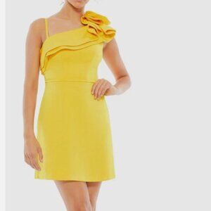 Ieena Mac Dugal 55286 Ruffle One-Shoulder Dress SZ 6 Lemon NWT